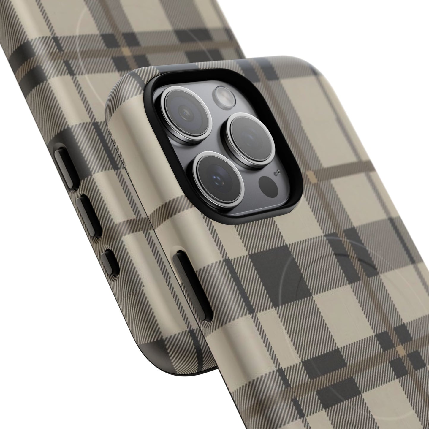 Neutral Plaid Phone Case Tough Magnetic Case | Beige Tartan Gift Idea