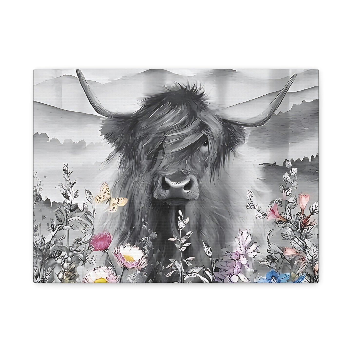 Canvas Poster, Scottish Highland Cow Vertical Wall Art, Housewarming Gift, Home