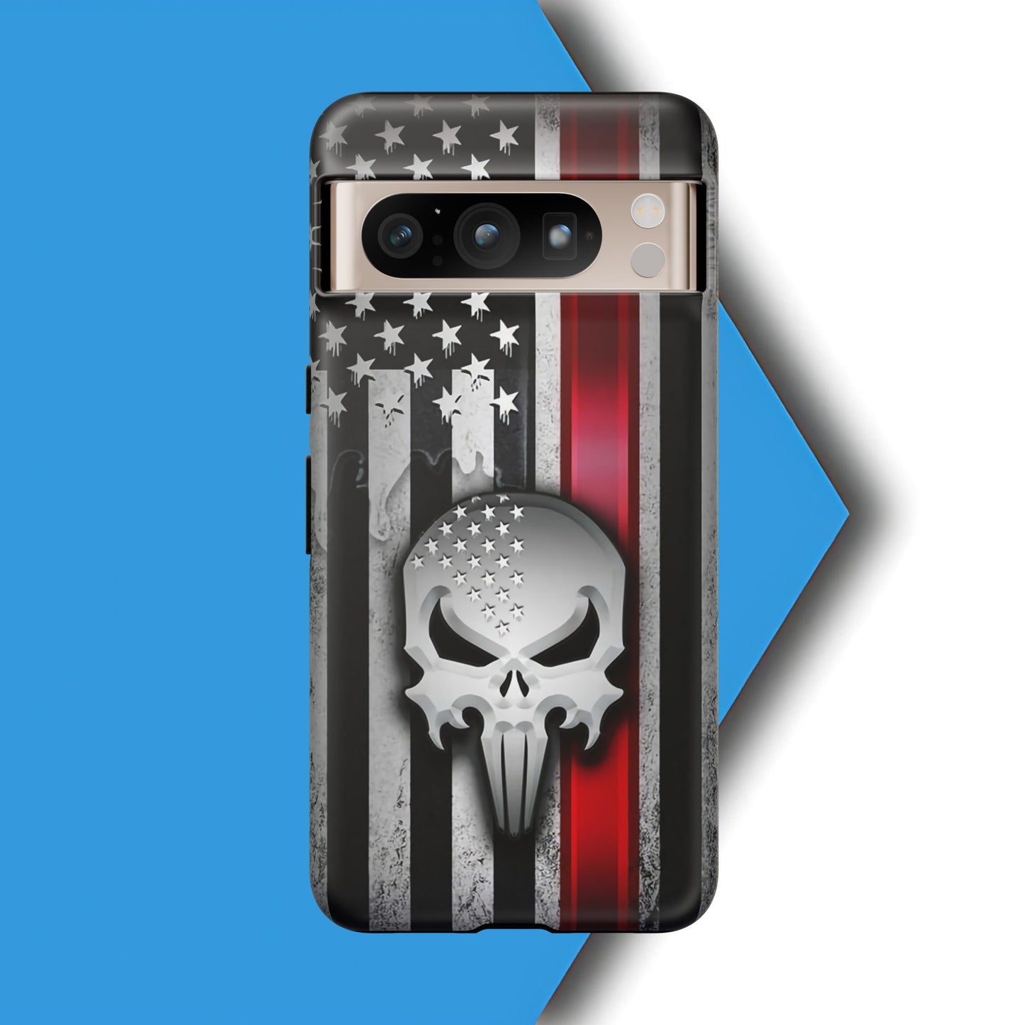 Tough Cases For iPhone, Galaxy and Pixel,  Thin Red Line, Jake Skull Design