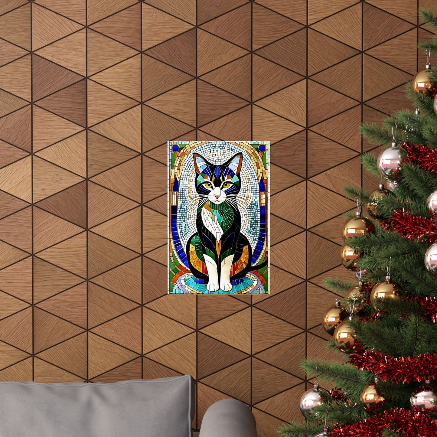 Mosaic Tile Cat Matte Vertical Posters Unique Wall Decor