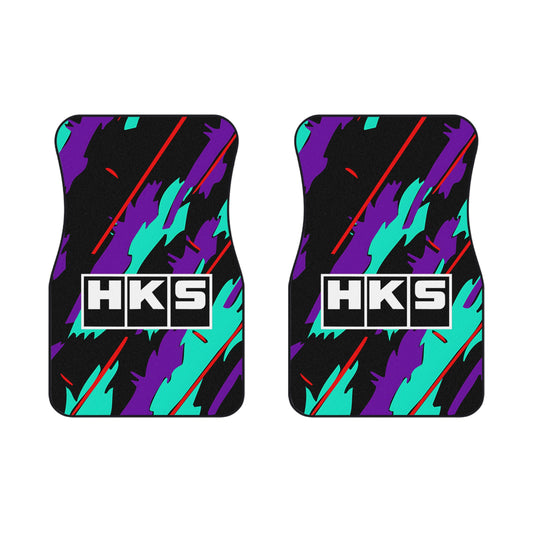 Retro 90's JDM HKS Design Car Mats (2x Front), Motorsports Racing Inspired