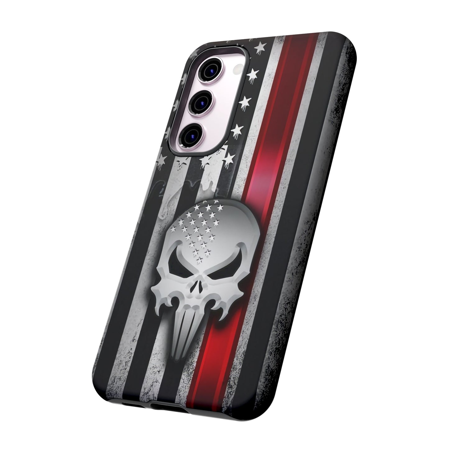 Tough Cases For iPhone, Galaxy and Pixel,  Thin Red Line, Jake Skull Design