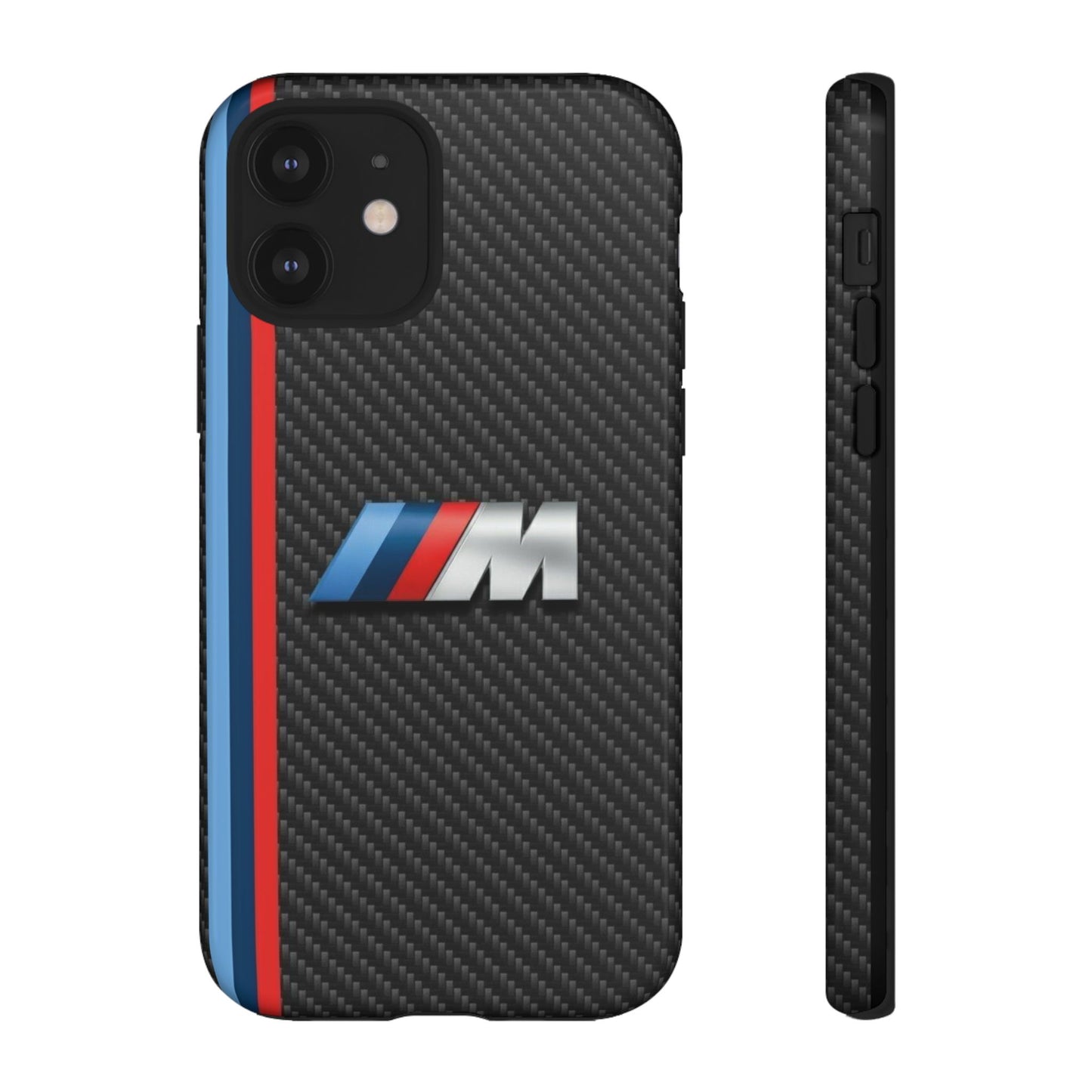 Phone Case - Black Tough Case for iPhones, Galaxy, Pixel, Blue And Red Stripes, BMW M Series