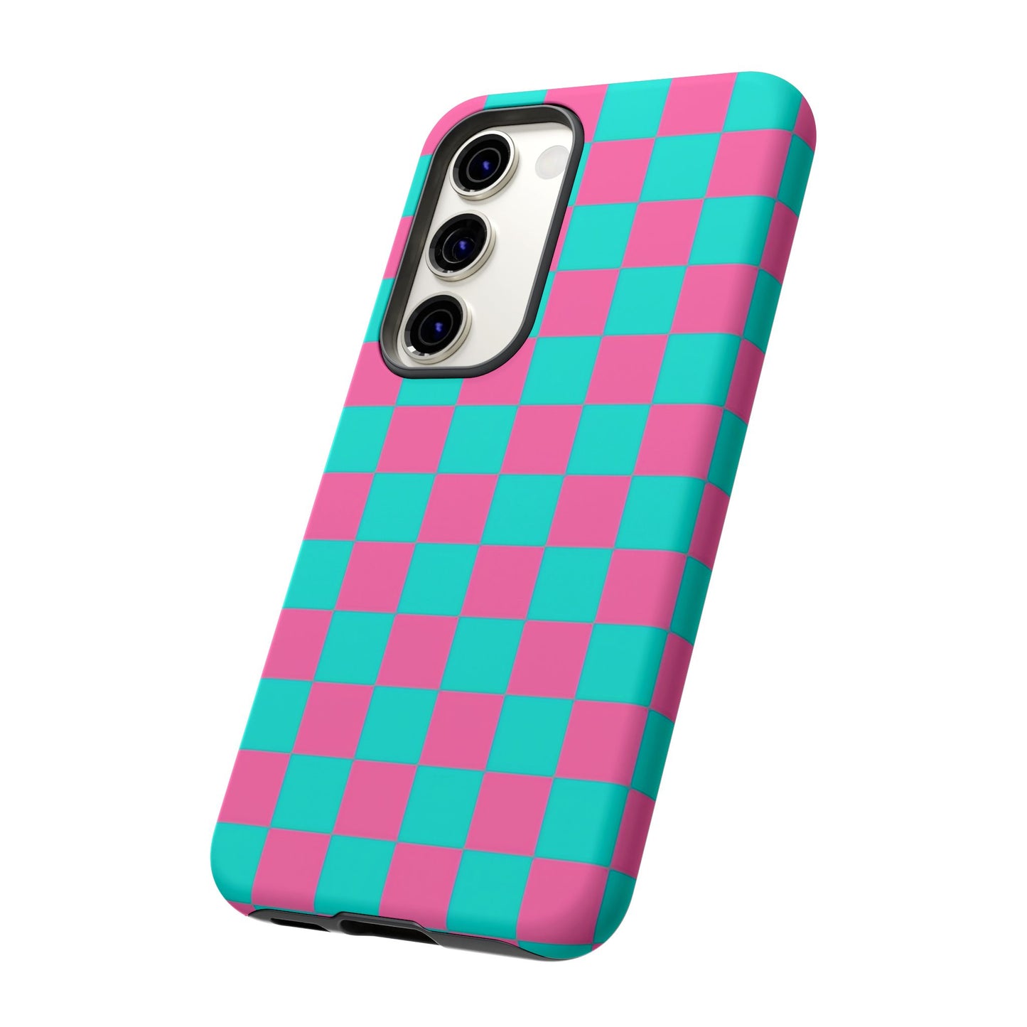 Hot Pink And Teal Checker Pattern Tough Case for iPhone, Galaxy Phones and Google Pixel