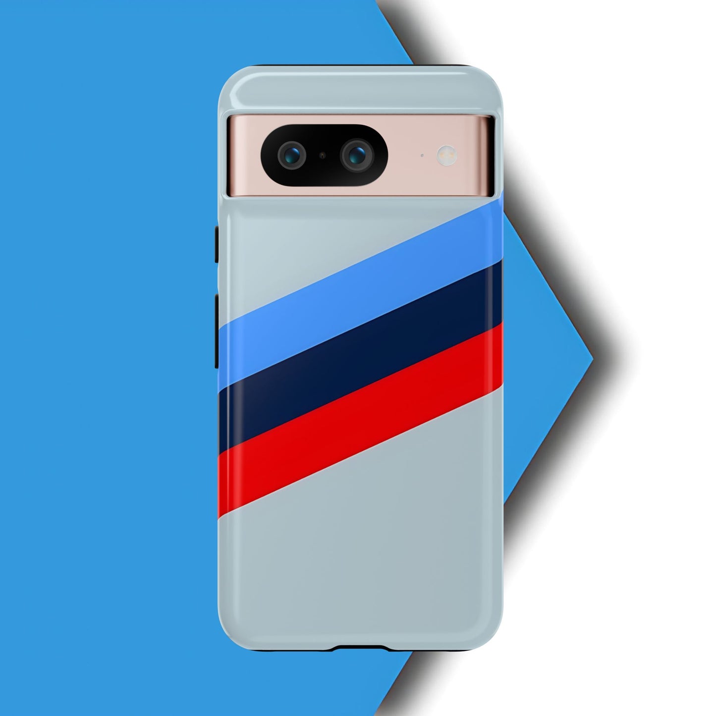 Gray Tough Case For iPhone, Samsung Galaxy and Google Pixel, Blue & Red Stripe