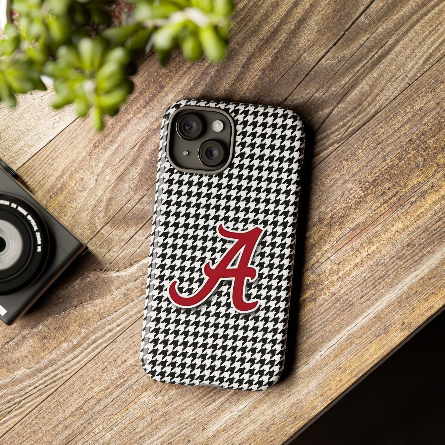 Alabama Houndstooth Phone Case, Tough Cases, College RTR Fan Gear, Initial A