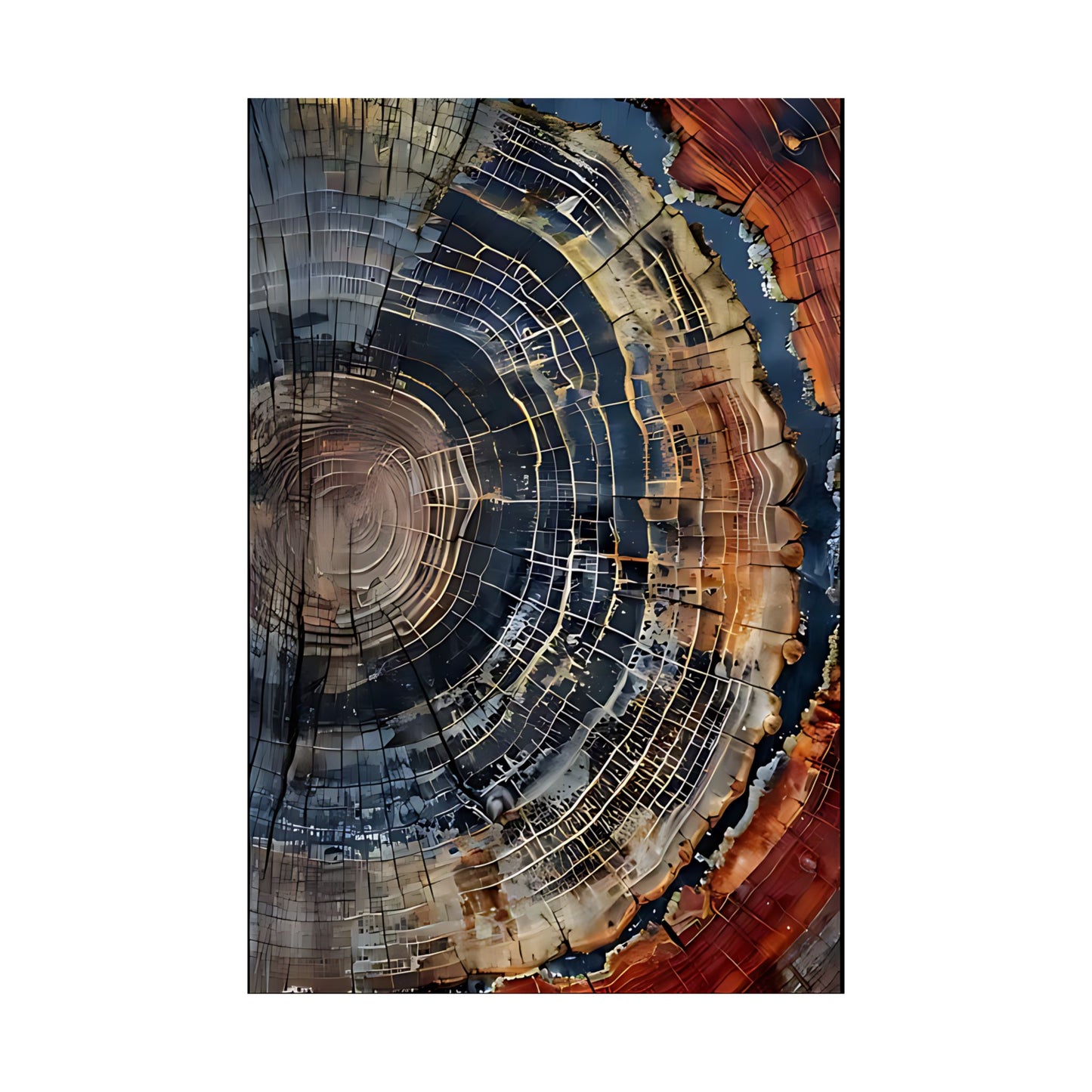 Vertical Tree Ring Wall Art, Minimalist Poster Print for Modern Farmhouse Decor