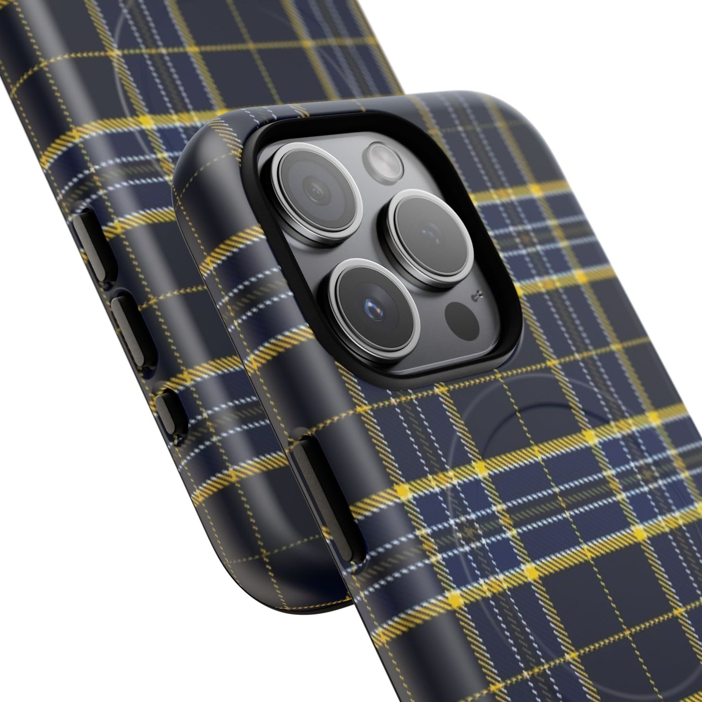 Navy Yellow Plaid Phone Case Tough Magnetic Case | Plaid iPhone Cover