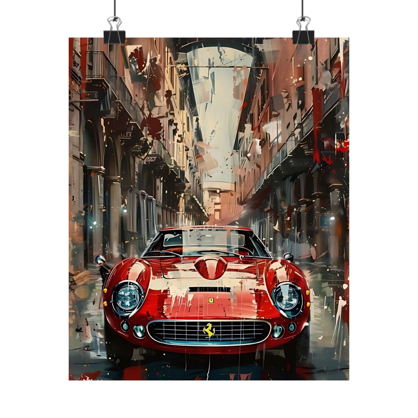 Classic Red Ferrari Painting Matte Vertical Posters Super Sports Car Wall Decor