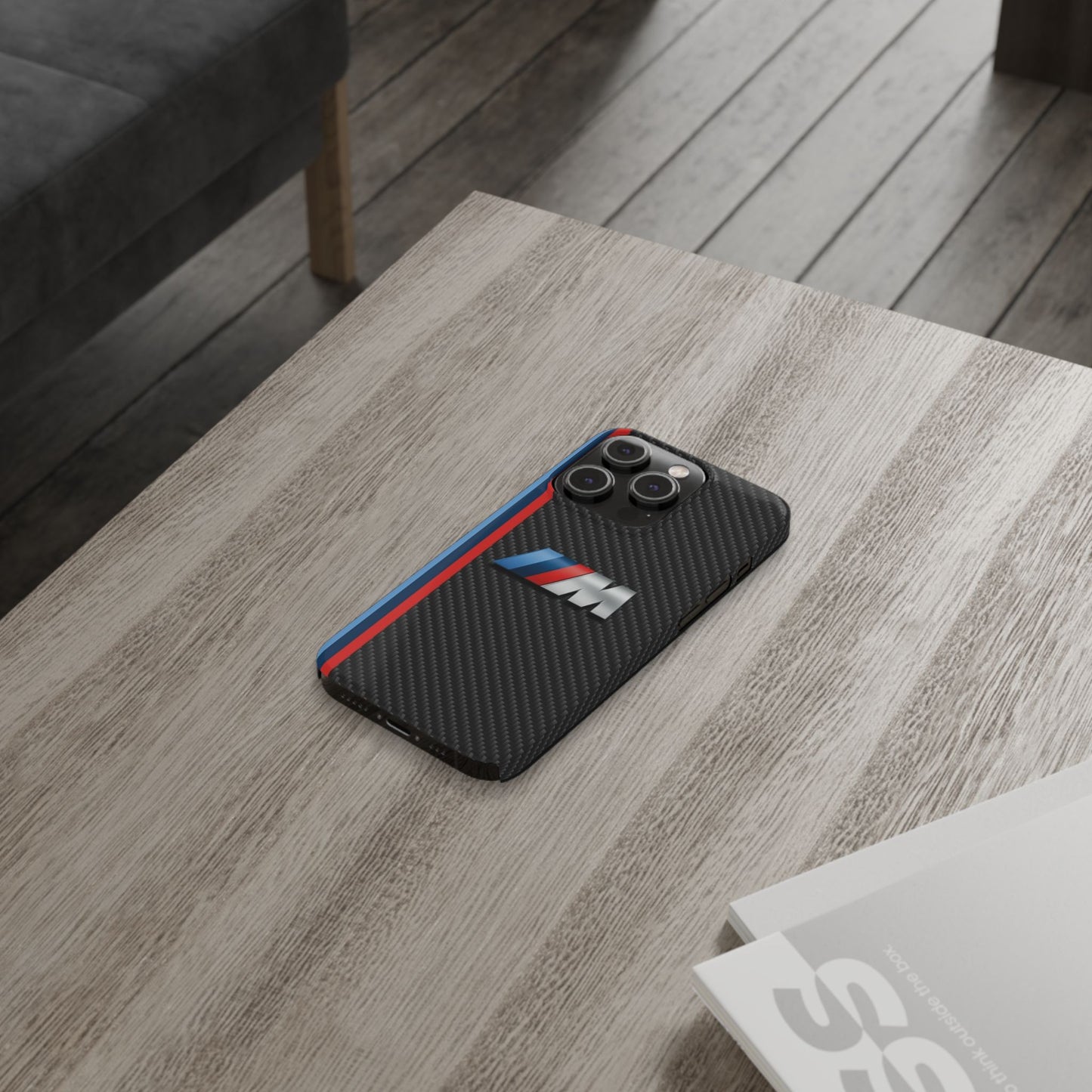 Black iPhone Slim Case, Blue And Red Stripes, BMW M Series