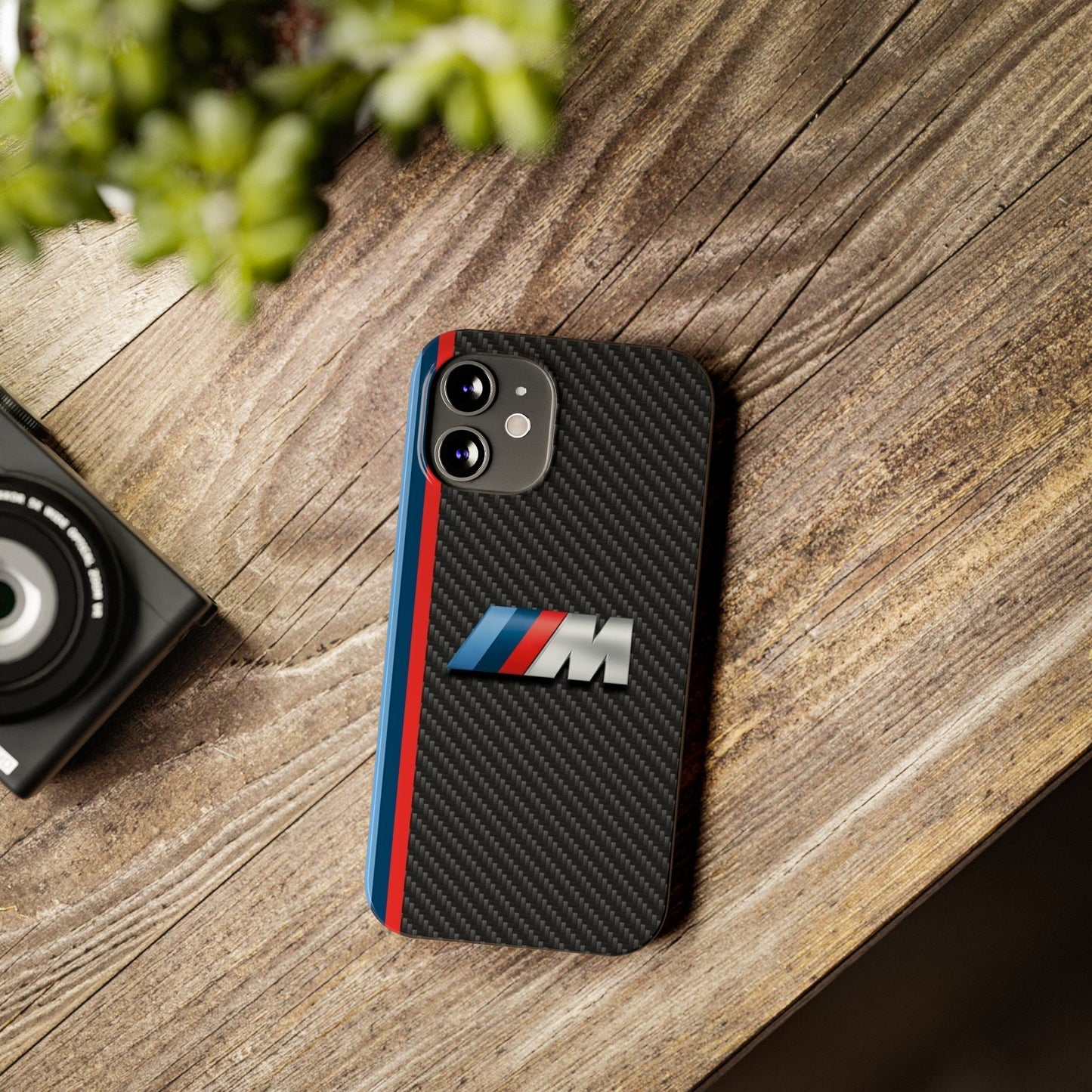 Black iPhone Slim Case, Blue And Red Stripes, BMW M Series