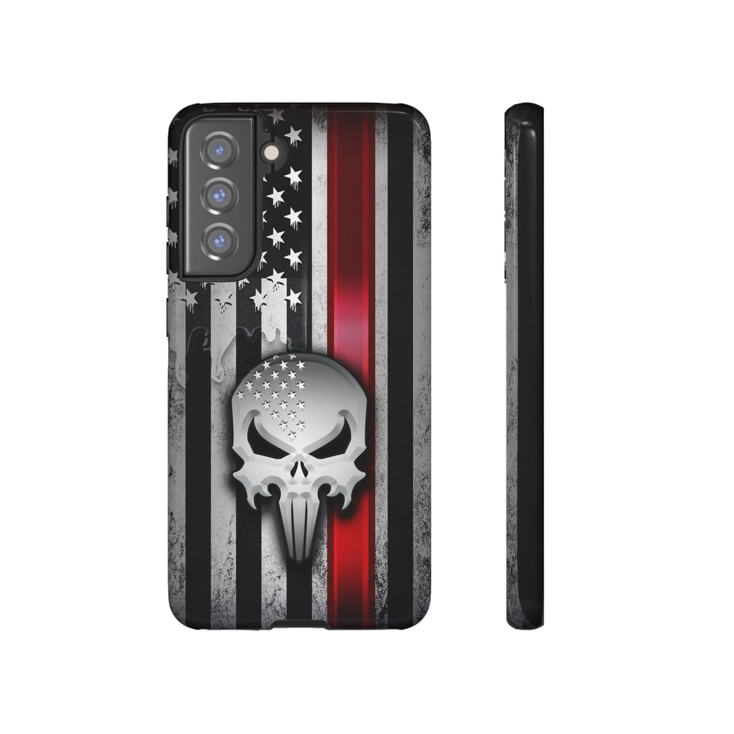 Tough Cases For iPhone, Galaxy and Pixel,  Thin Red Line, Jake Skull Design