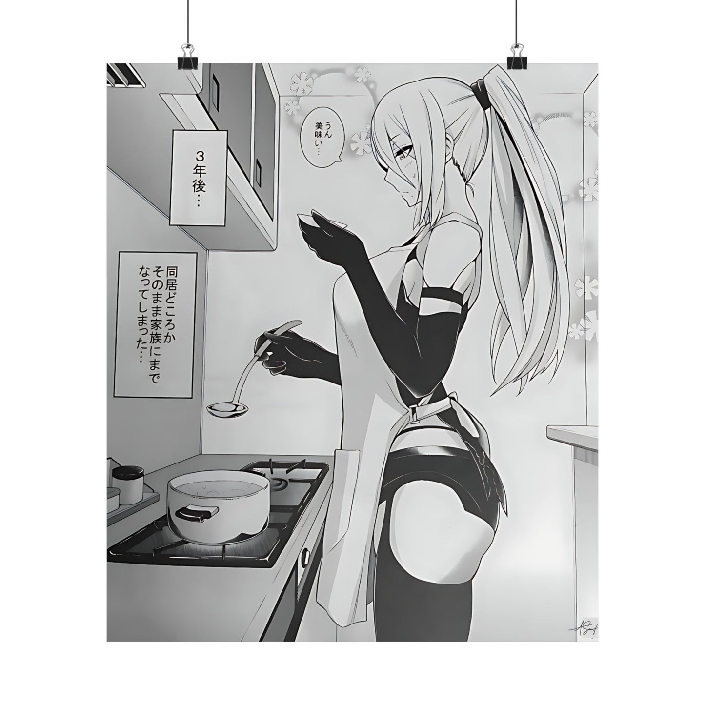 Anime N18 Waifu Girl Matte Vertical Posters, Manga Girl Cooking