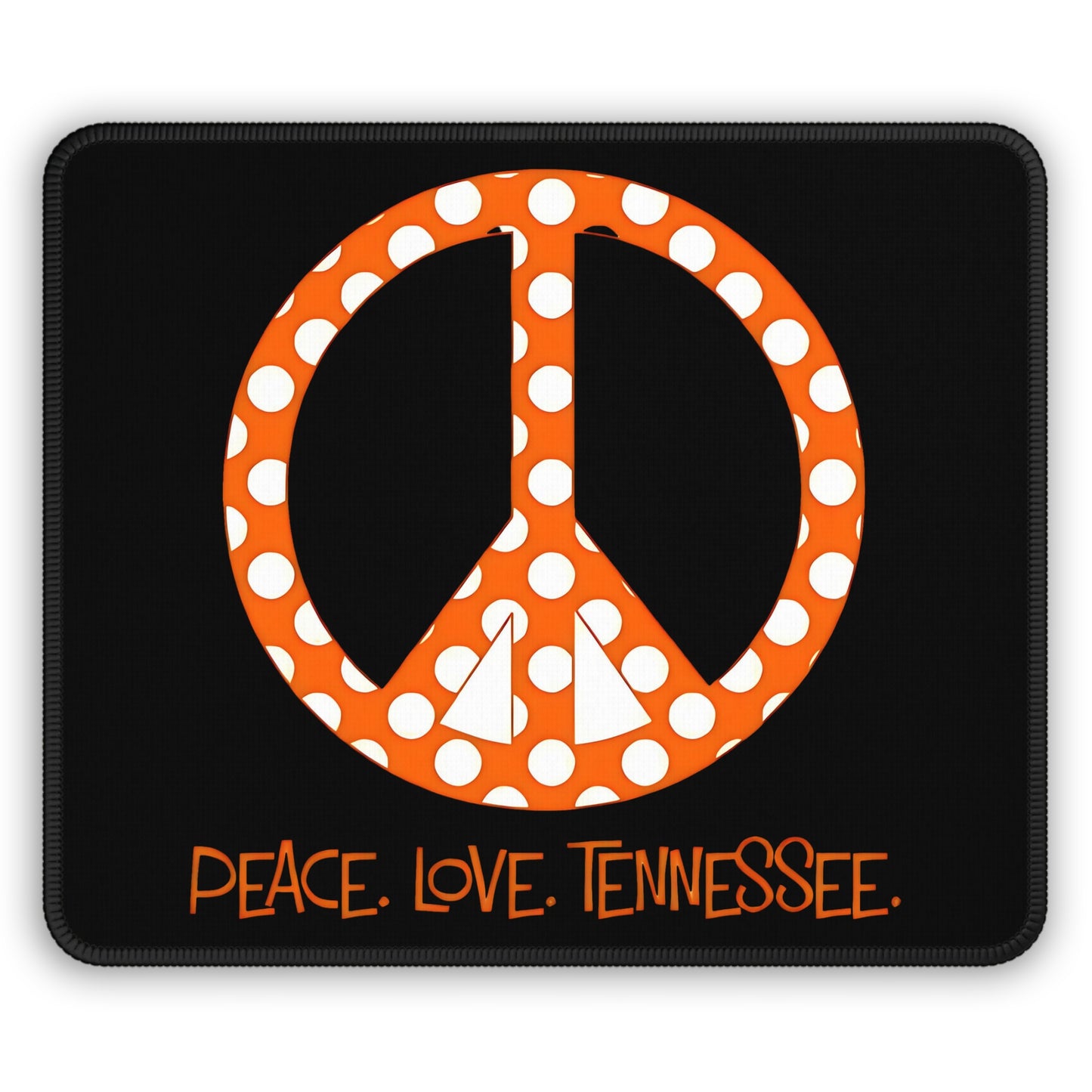 Peace Love Tennessee Gaming Mouse Pad | Orange Polka Dot Peace Sign, Gift Idea
