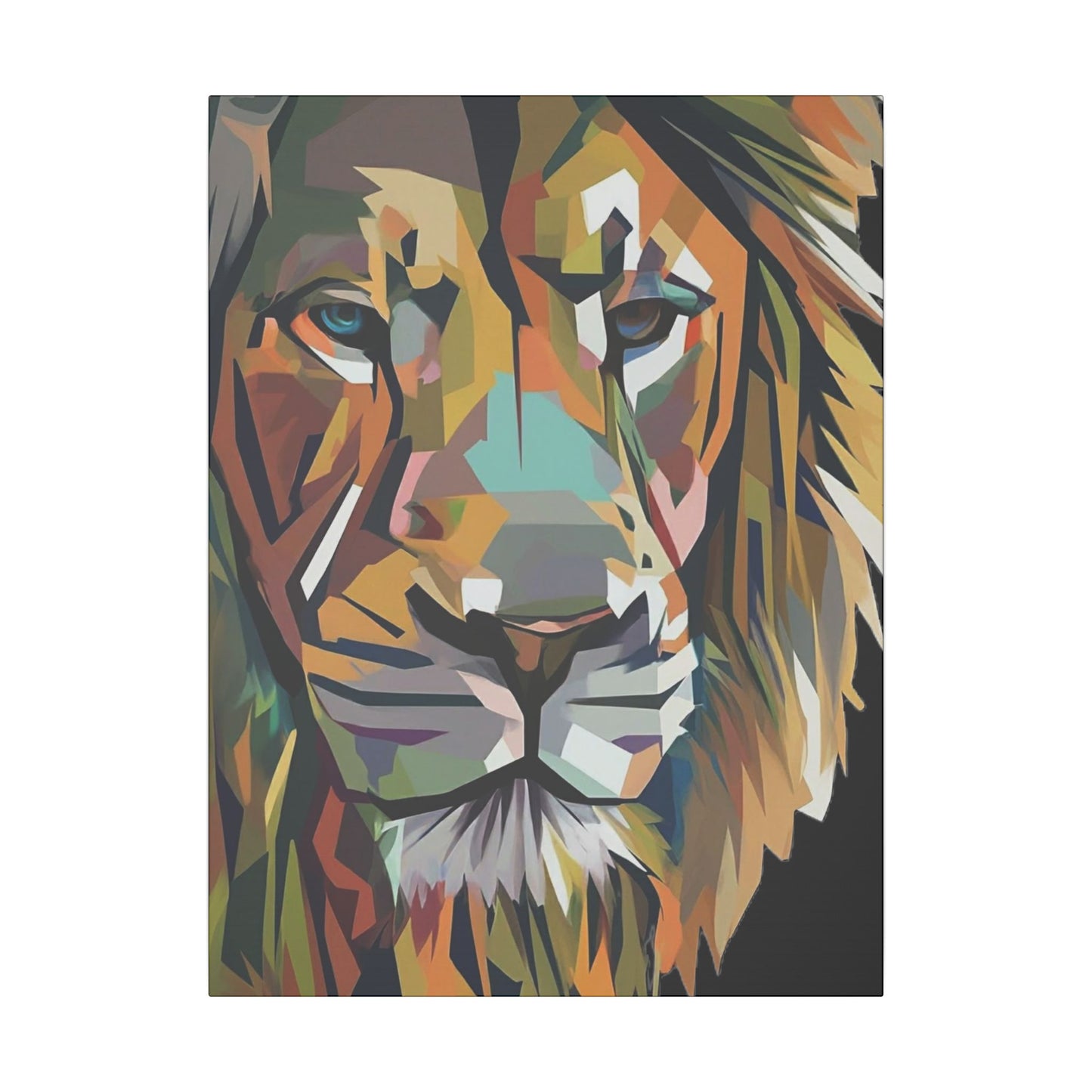 Geometric Lion Face Matte Canvas Print, Custom Wall Decor