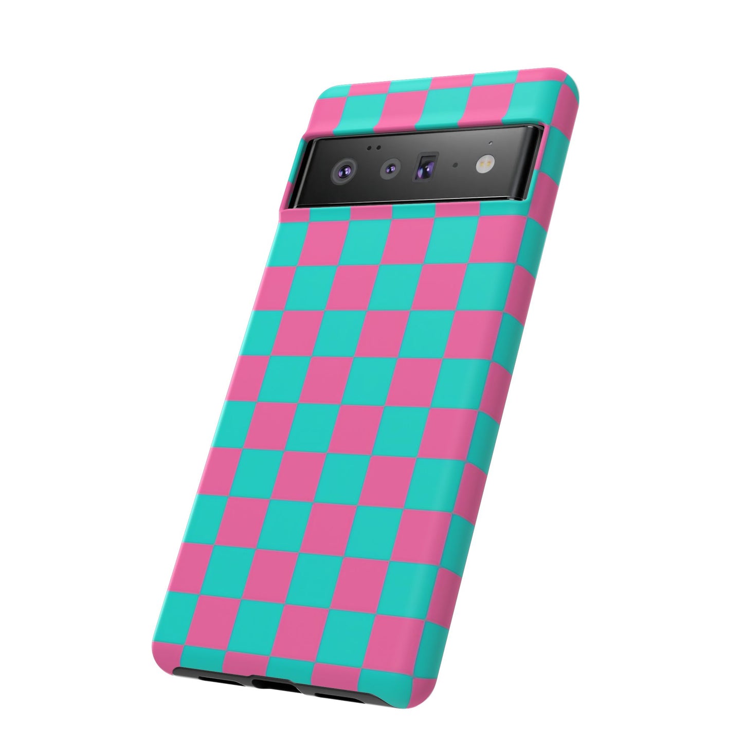 Hot Pink And Teal Checker Pattern Tough Case for iPhone, Galaxy Phones and Google Pixel