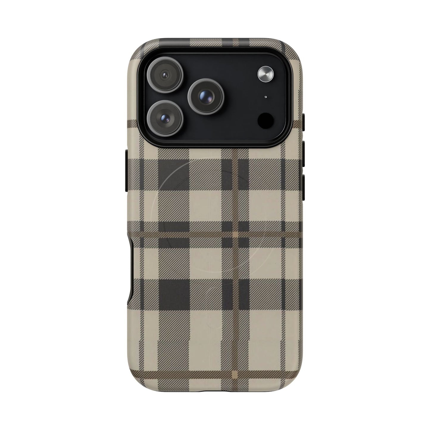 Neutral Plaid Phone Case Tough Magnetic Case | Beige Tartan Gift Idea