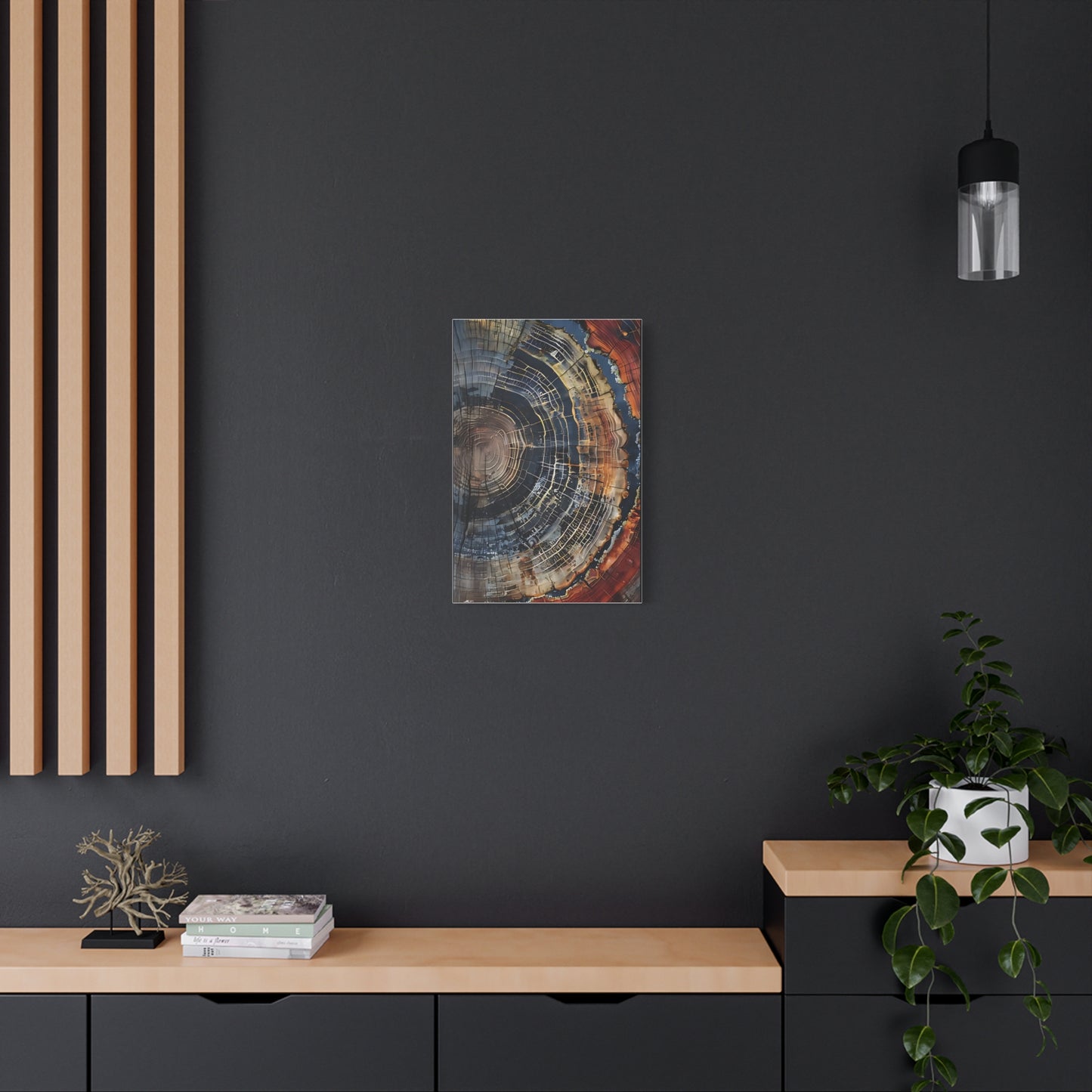 Canvas Print, Tree Ring Wall Art, Modern Farmhouse Decor, Abstract Colorful