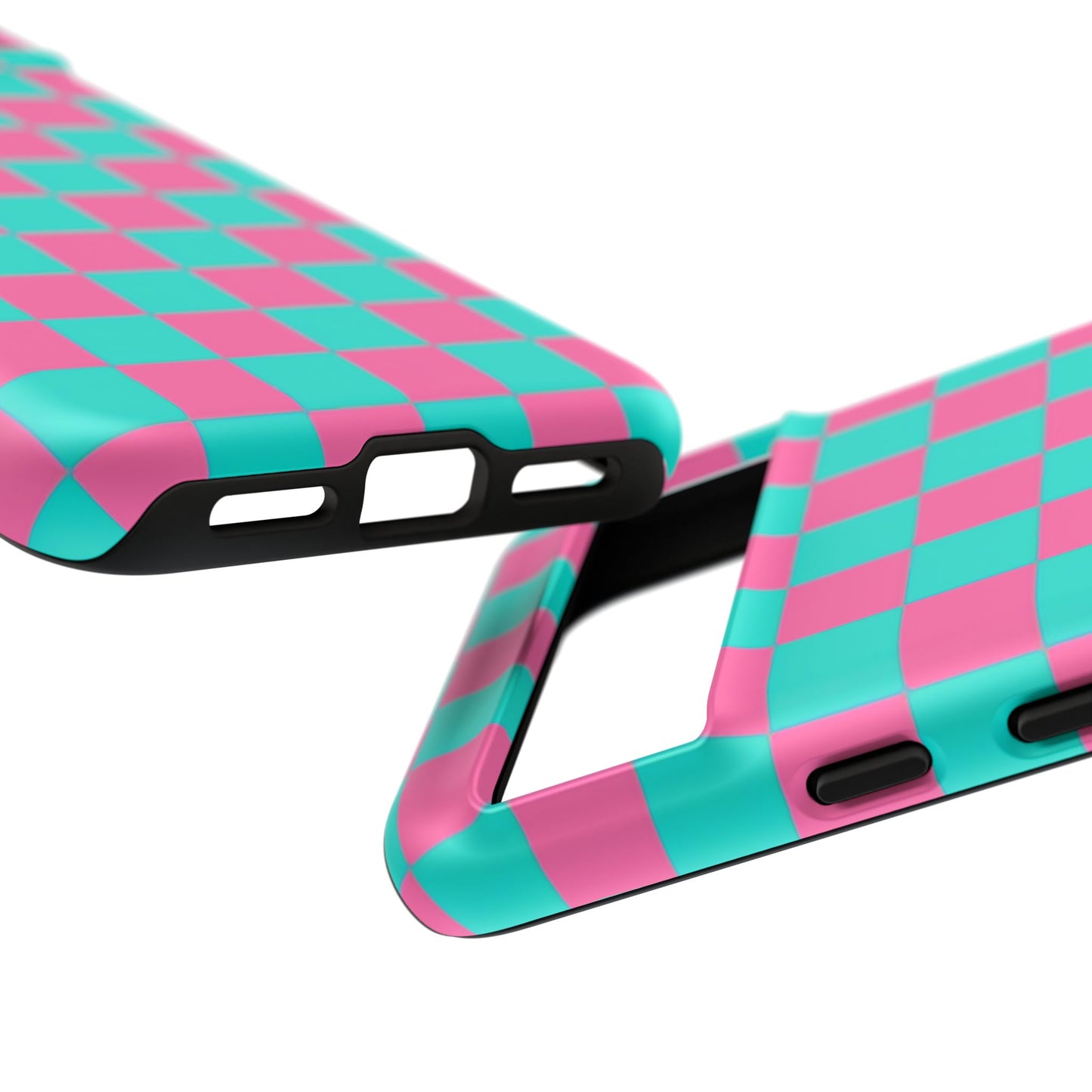 Hot Pink And Teal Checker Pattern Tough Case for iPhone, Galaxy Phones and Google Pixel