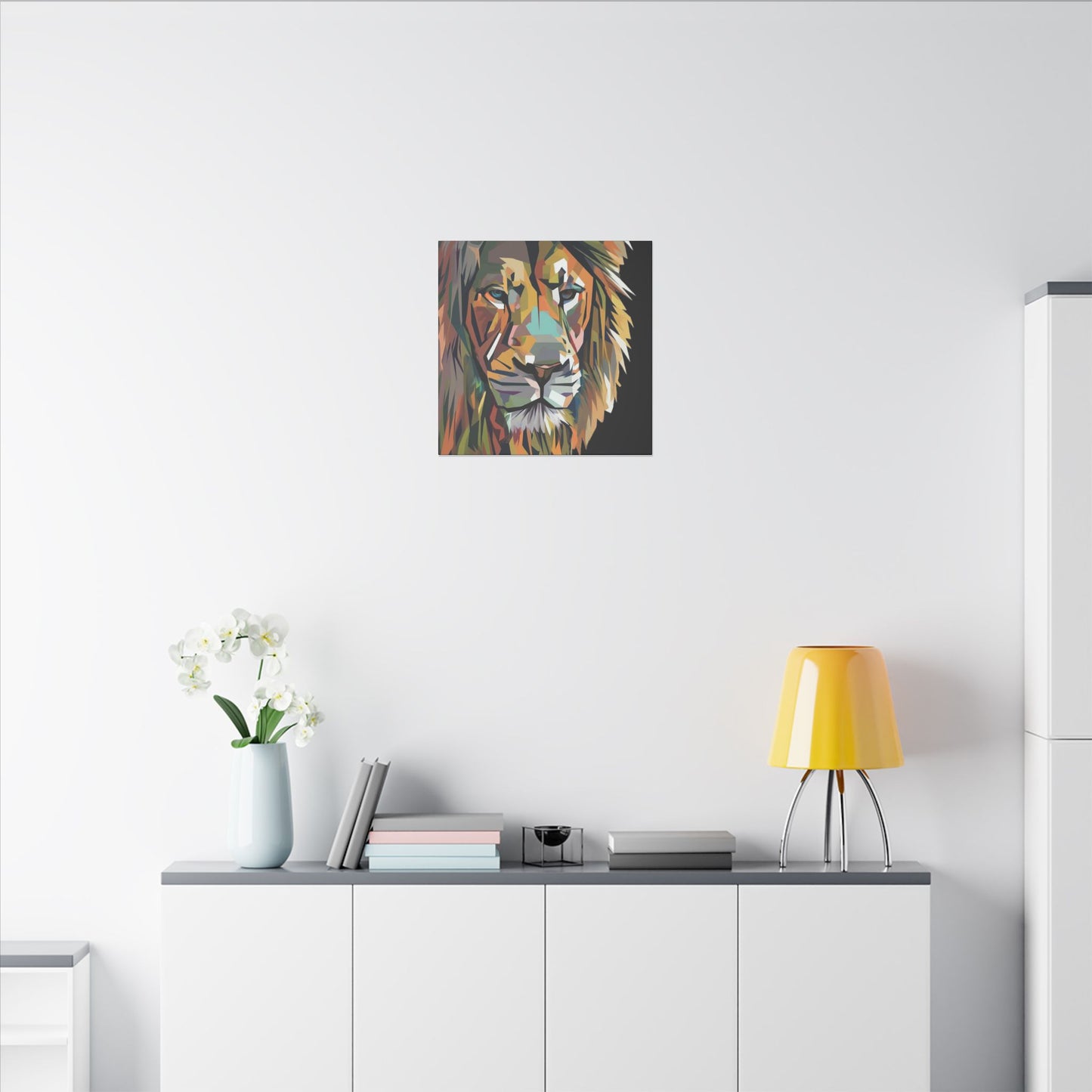 Geometric Lion Face Matte Canvas Print, Custom Wall Decor