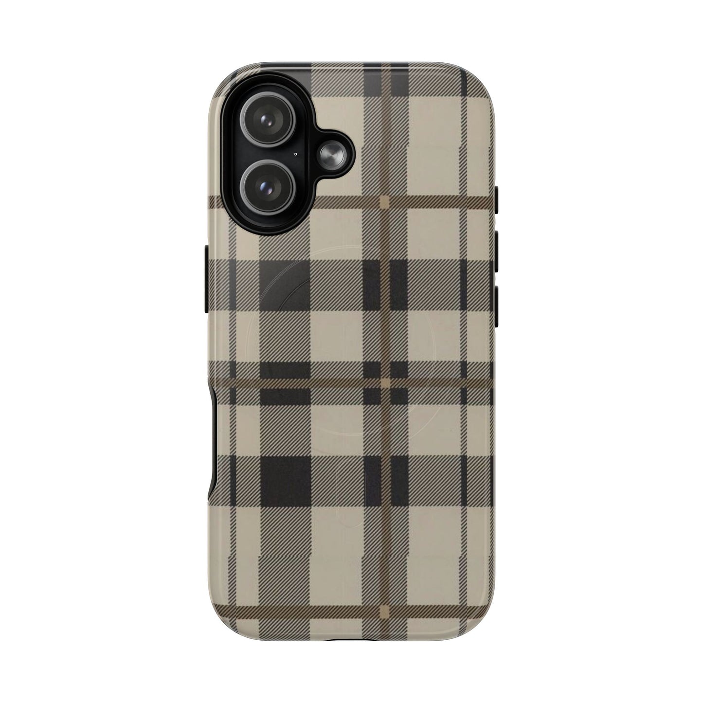 Neutral Plaid Phone Case Tough Magnetic Case | Beige Tartan Gift Idea