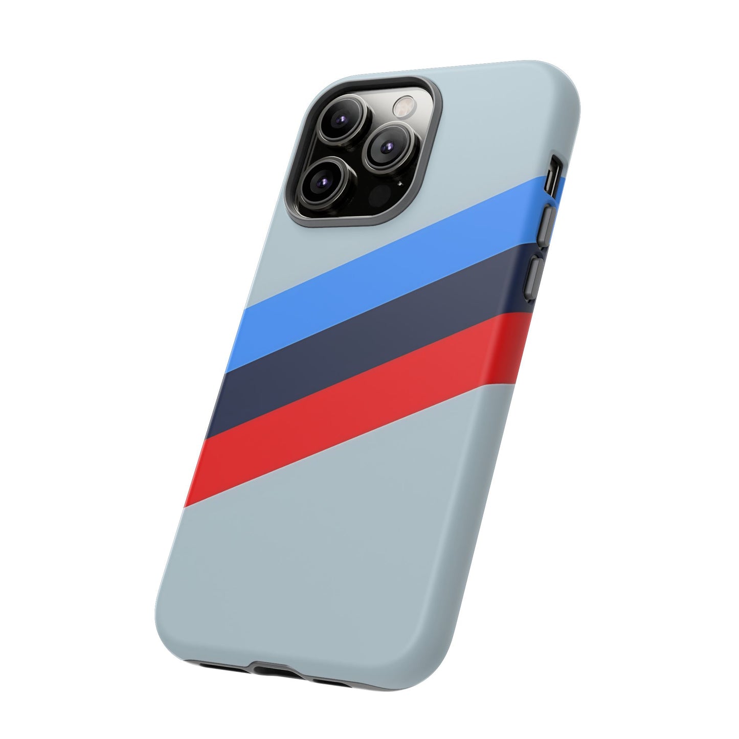 Gray Tough Case For iPhone, Samsung Galaxy and Google Pixel, Blue & Red Stripe