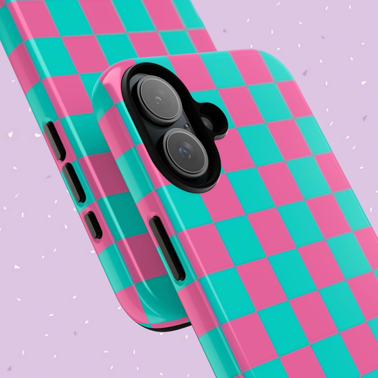 Hot Pink And Teal Checker Pattern Tough Case for iPhone, Galaxy Phones and Google Pixel