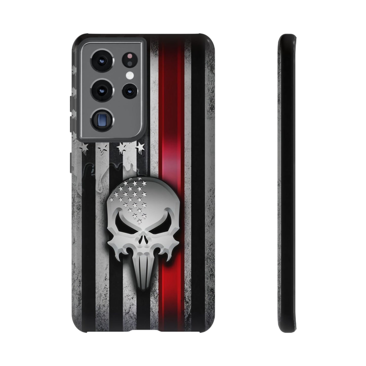 Tough Cases For iPhone, Galaxy and Pixel,  Thin Red Line, Jake Skull Design