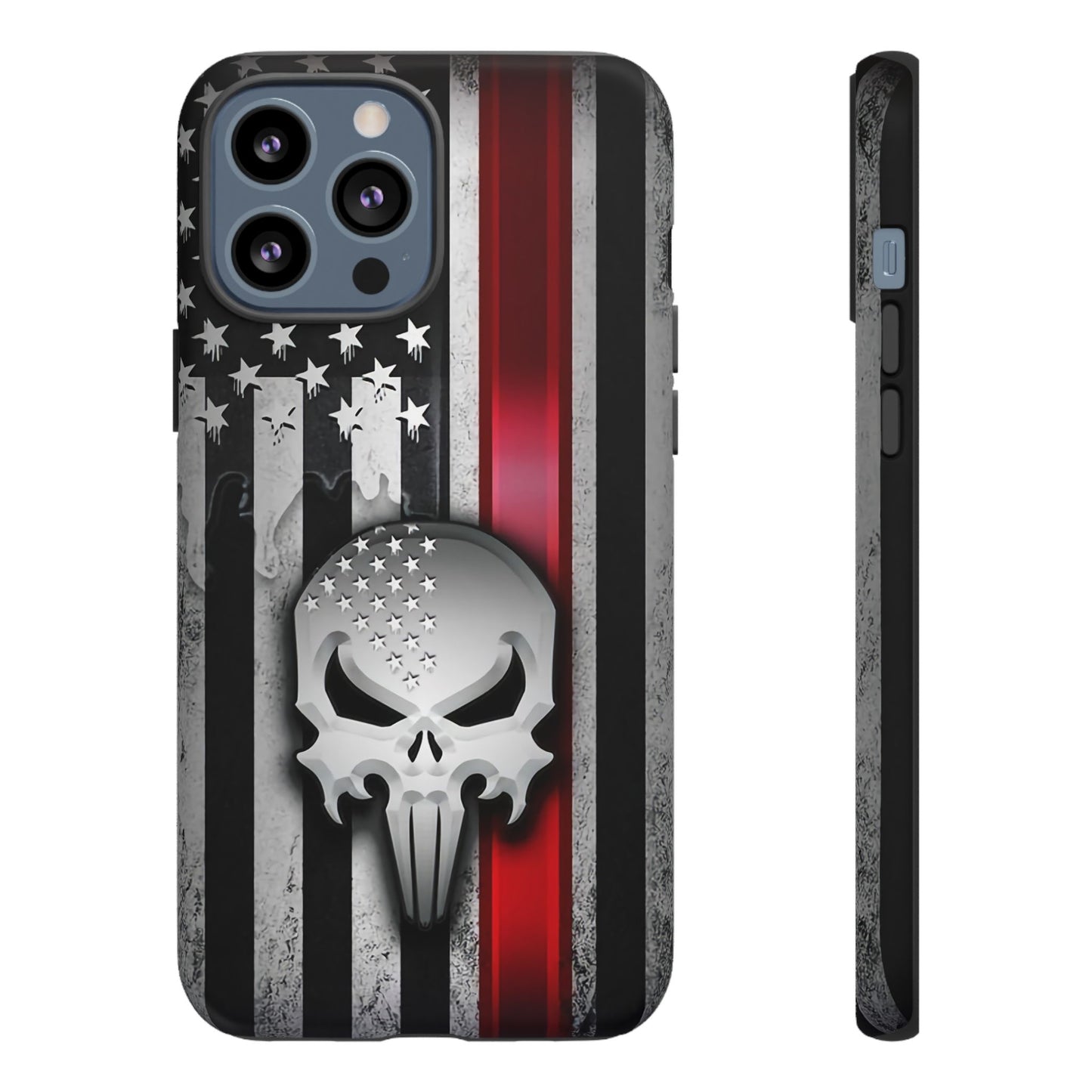 Tough Cases For iPhone, Galaxy and Pixel,  Thin Red Line, Jake Skull Design