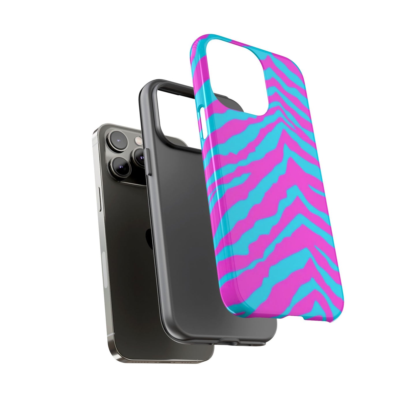Animal Print Hot Pink And Teal Tough Case for iPhone, Galaxy and Google Pixel