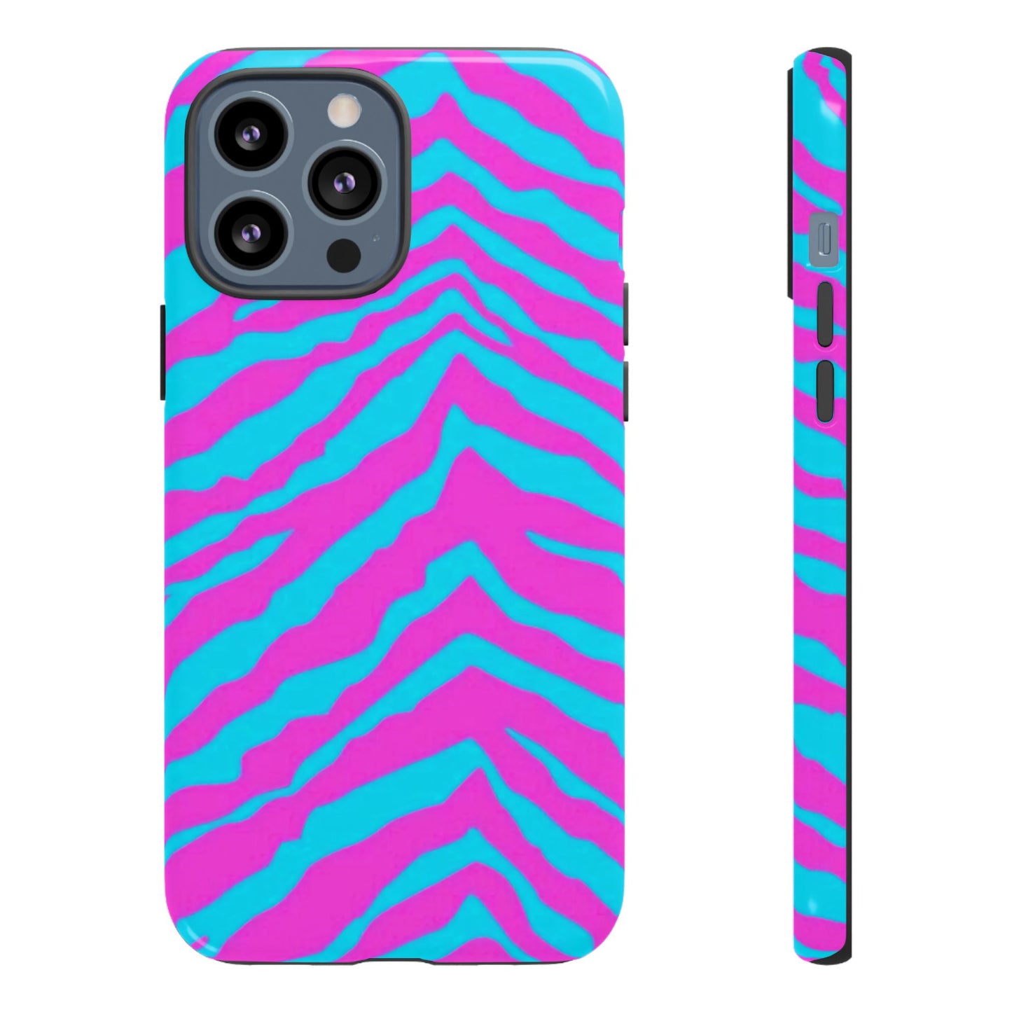 Animal Print Hot Pink And Teal Tough Case for iPhone, Galaxy and Google Pixel
