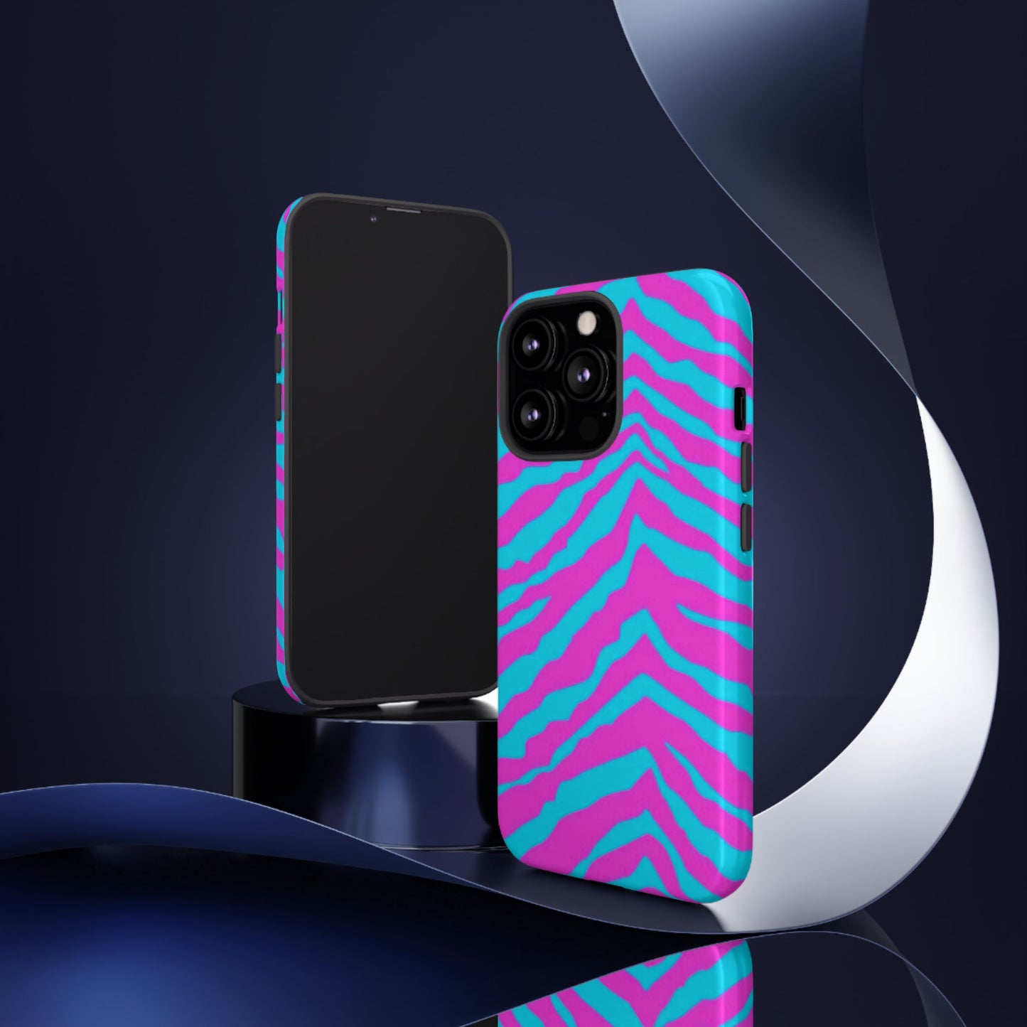 Animal Print Hot Pink And Teal Tough Case for iPhone, Galaxy and Google Pixel