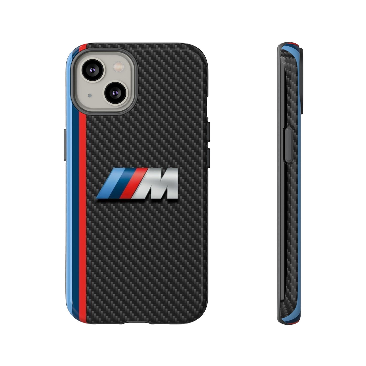 Phone Case - Black Tough Case for iPhones, Galaxy, Pixel, Blue And Red Stripes, BMW M Series