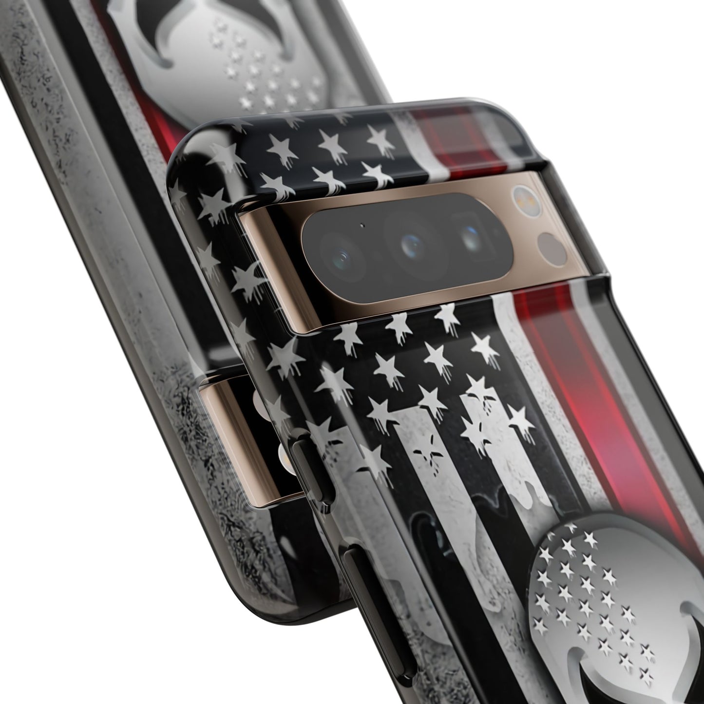 Tough Cases For iPhone, Galaxy and Pixel,  Thin Red Line, Jake Skull Design