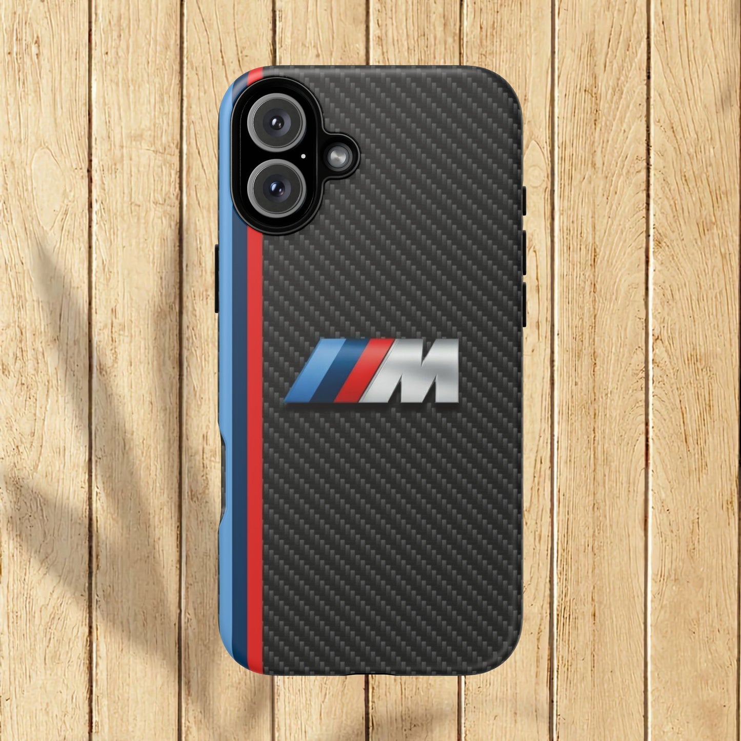 Phone Case - Black Tough Case for iPhones, Galaxy, Pixel, Blue And Red Stripes, BMW M Series