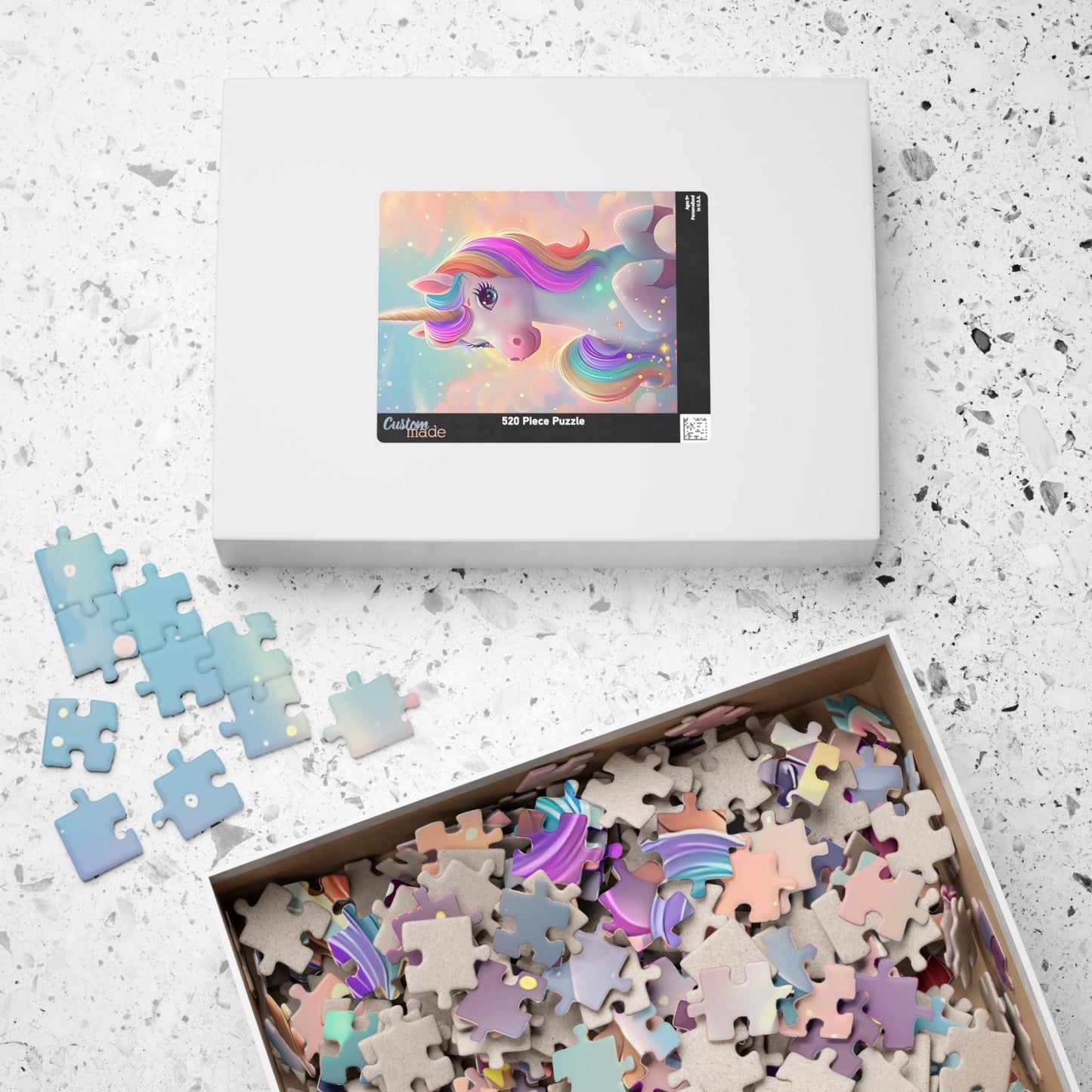 Custom Name Kids Magic Unicorn Puzzle, Personalized Jigsaw Gift Set For Child