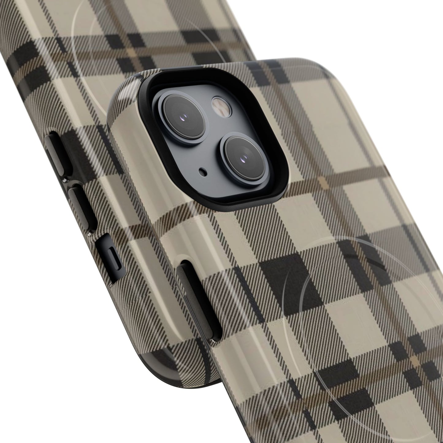 Neutral Plaid Phone Case Tough Magnetic Case | Beige Tartan Gift Idea