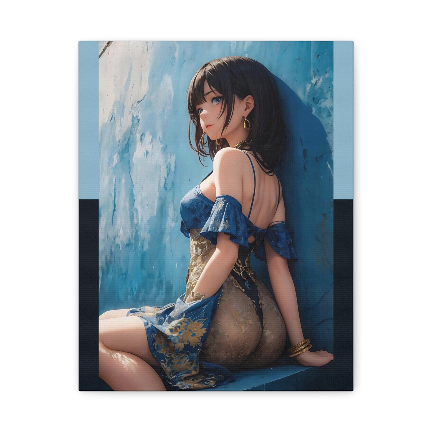 Anime Girl Beachside Matte Canvas Print — Stretched 1.25"