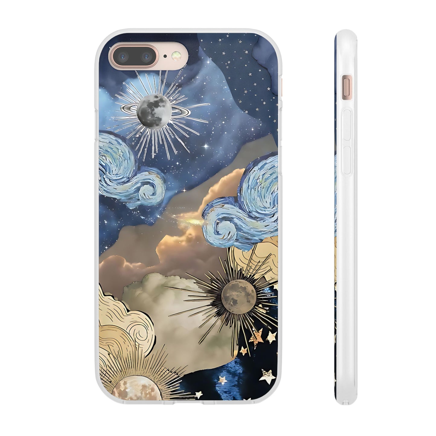 Celestial Flexi Case, Boho Phone Cover, Galaxy Protection, Starry Night Design,