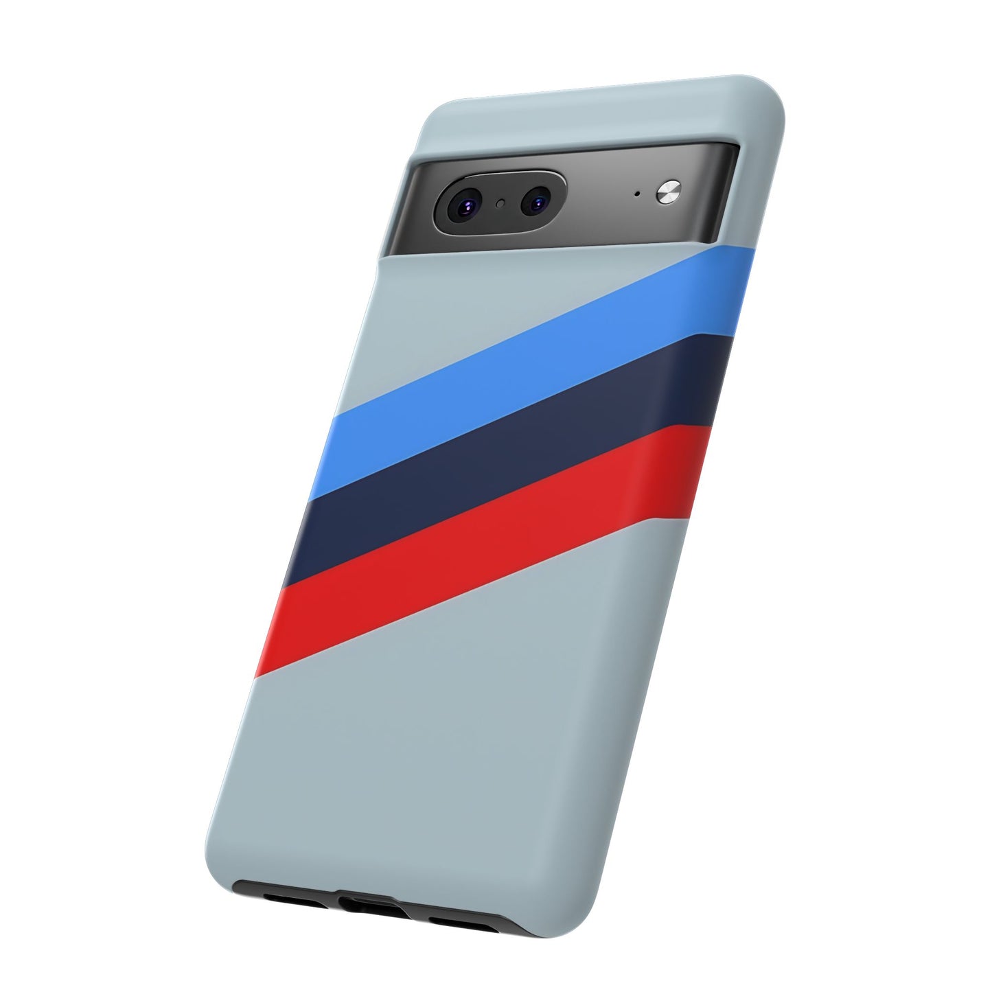 Gray Tough Case For iPhone, Samsung Galaxy and Google Pixel, Blue & Red Stripe