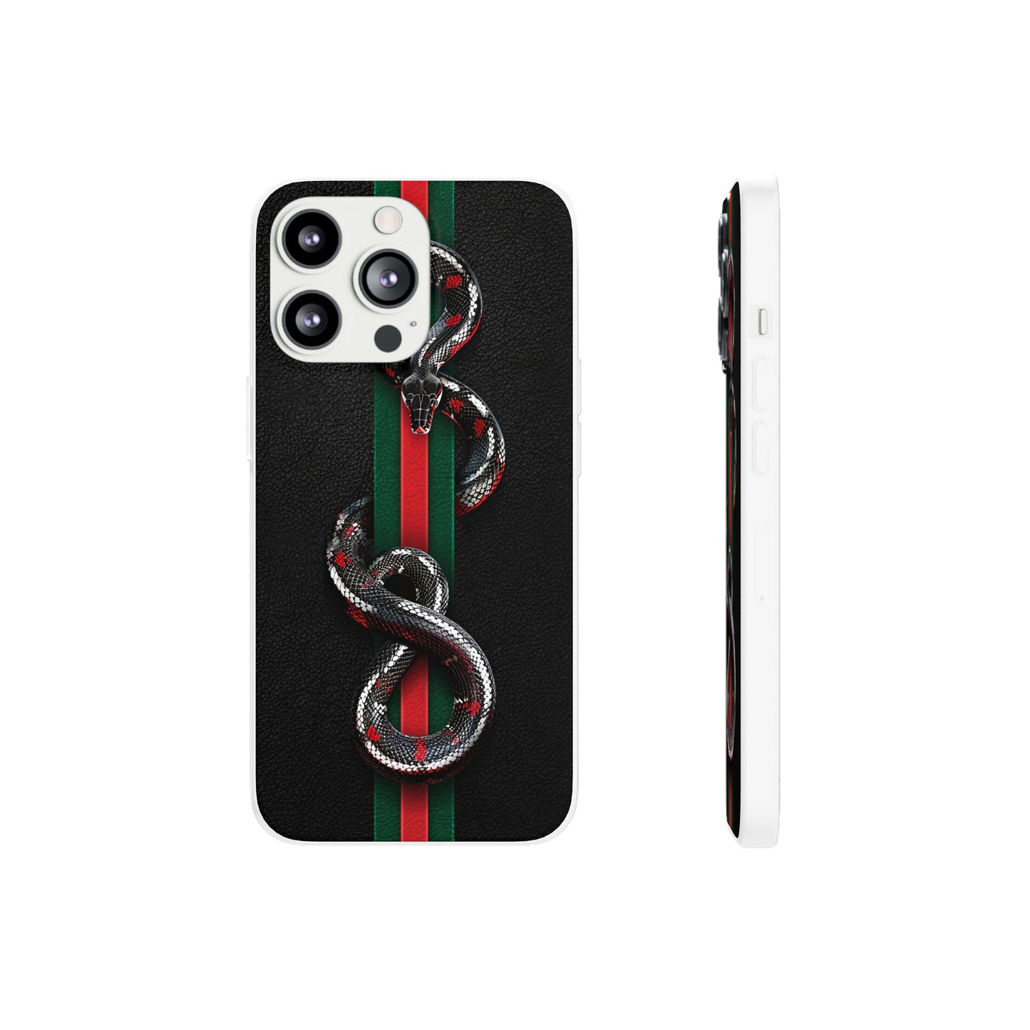 Green and Red Stripes Snake TPU Flexi Cases For iPhones And Samsung Galaxy