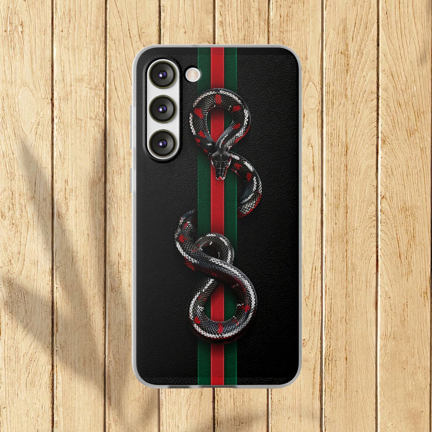 Green and Red Stripes Snake TPU Flexi Cases For iPhones And Samsung Galaxy
