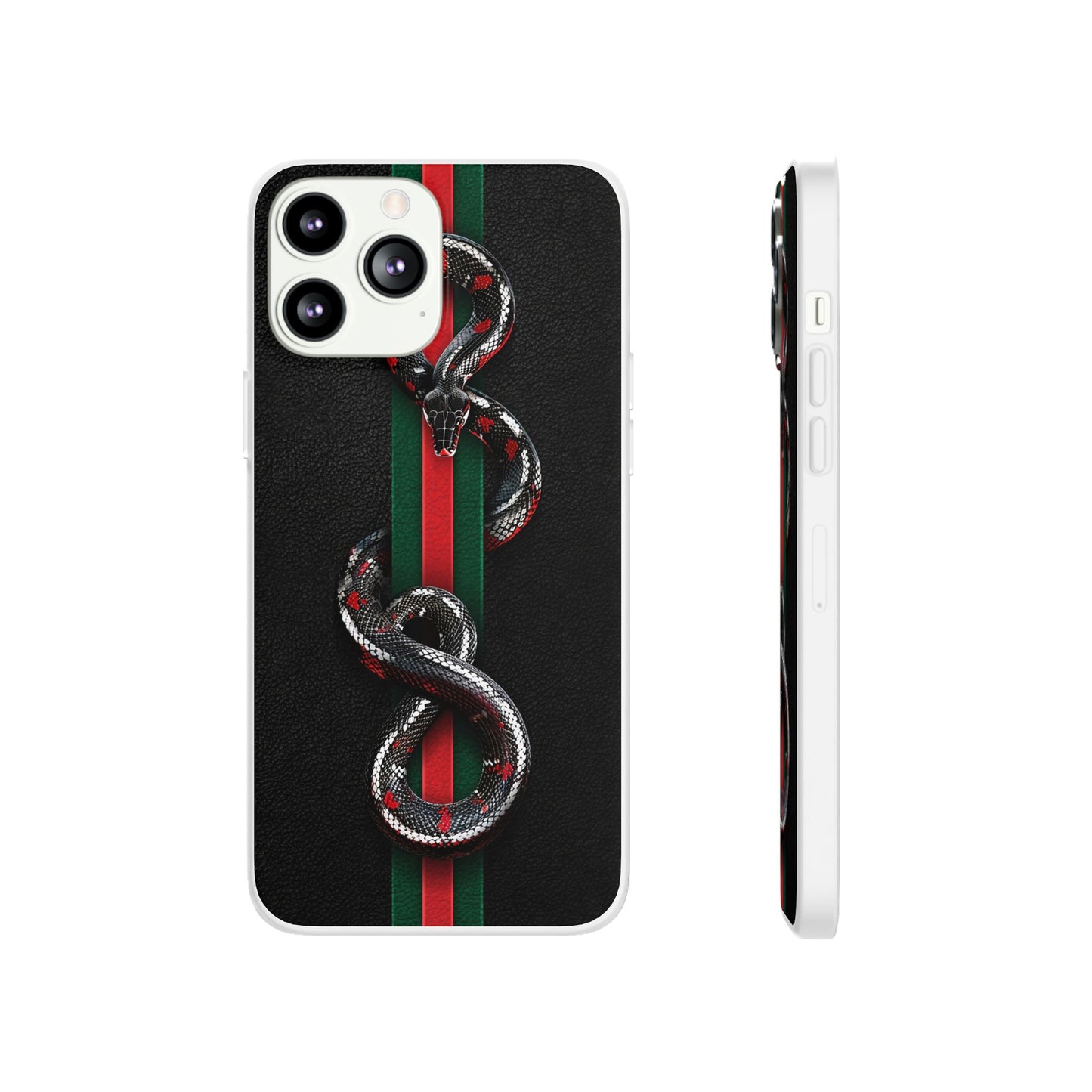 Green and Red Stripes Snake TPU Flexi Cases For iPhones And Samsung Galaxy