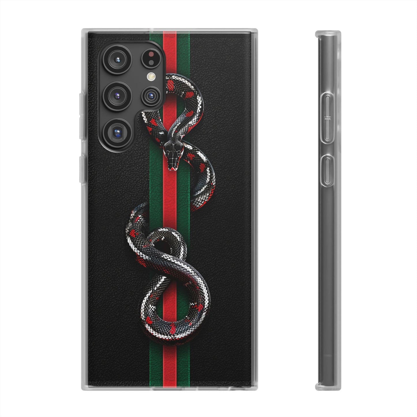 Green and Red Stripes Snake TPU Flexi Cases For iPhones And Samsung Galaxy