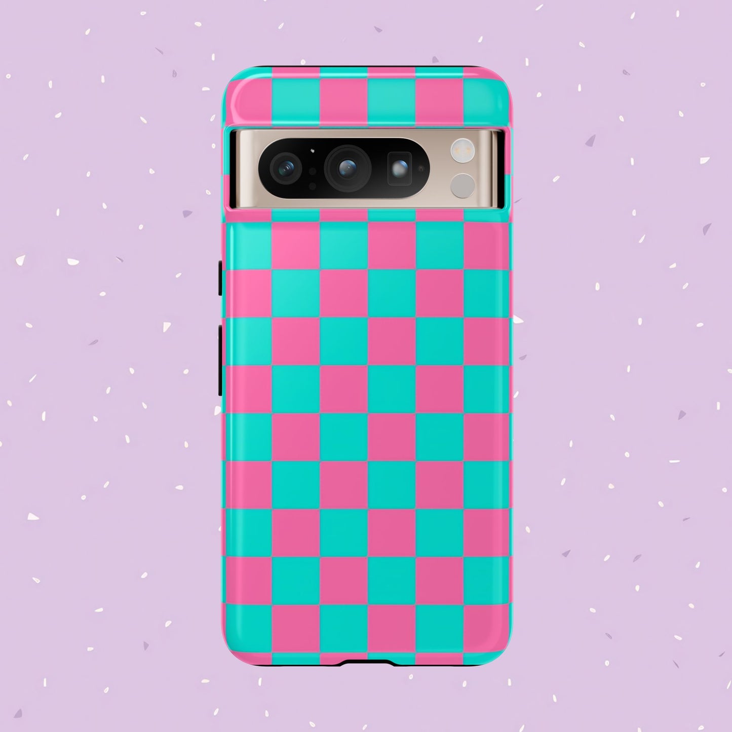 Hot Pink And Teal Checker Pattern Tough Case for iPhone, Galaxy Phones and Google Pixel