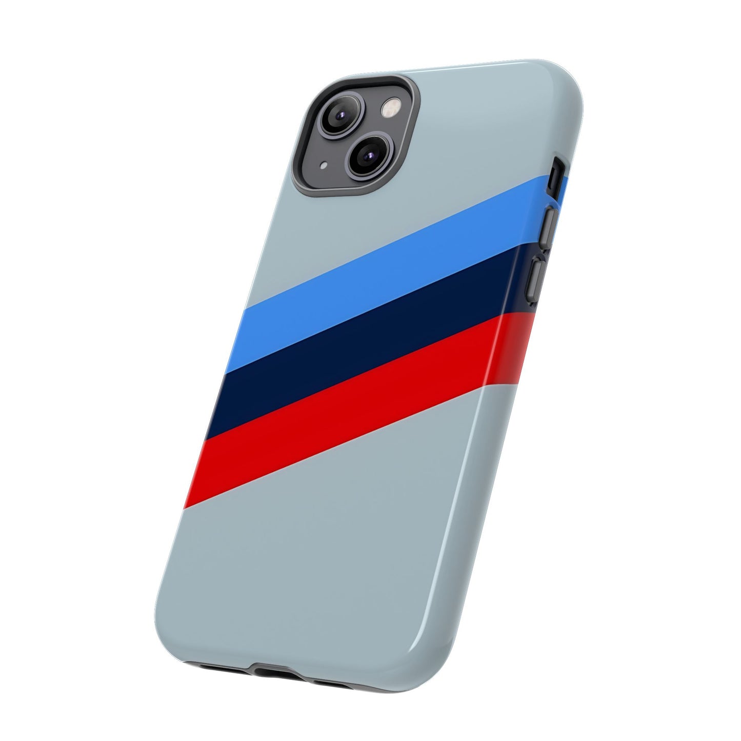 Gray Tough Case For iPhone, Samsung Galaxy and Google Pixel, Blue & Red Stripe