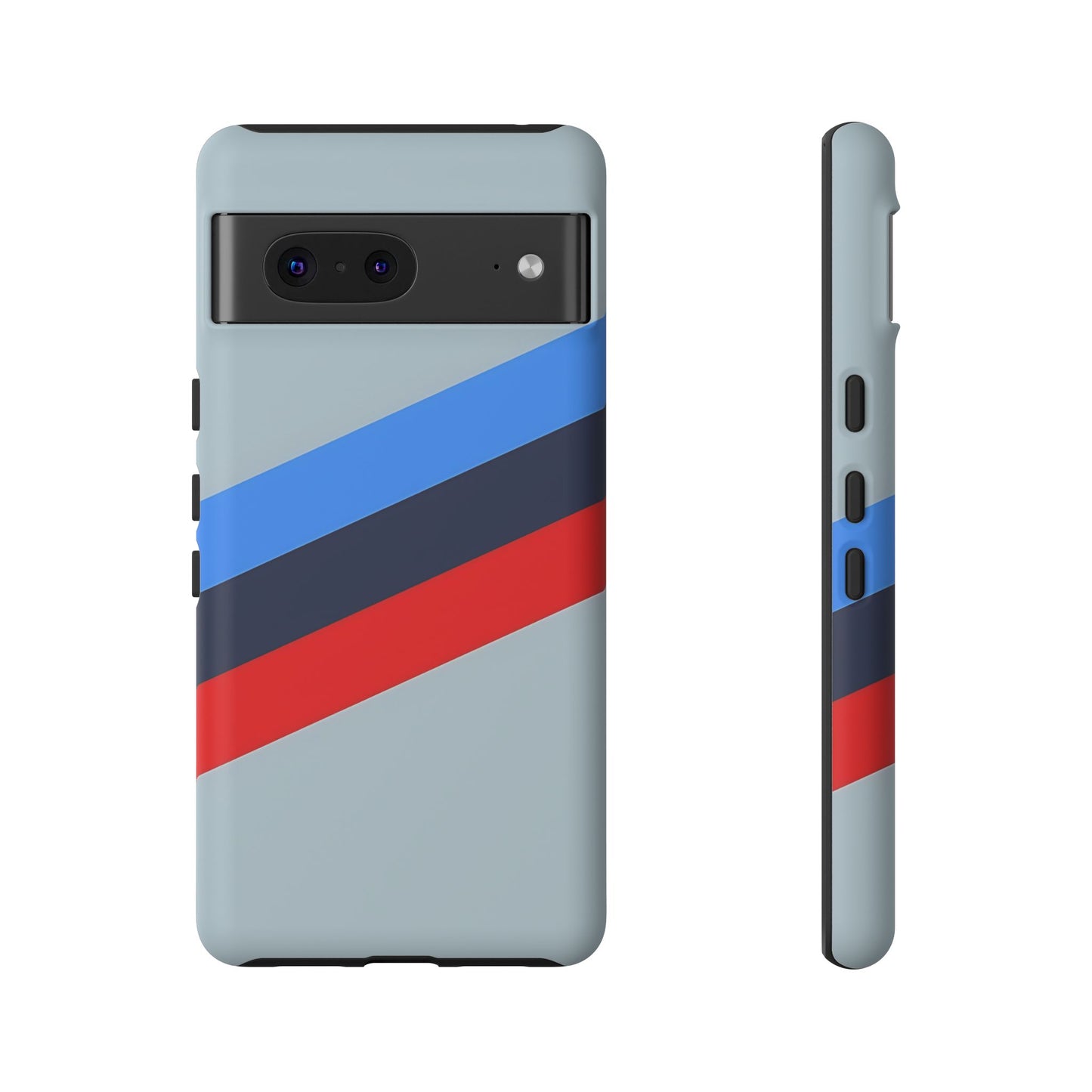 Gray Tough Case For iPhone, Samsung Galaxy and Google Pixel, Blue & Red Stripe