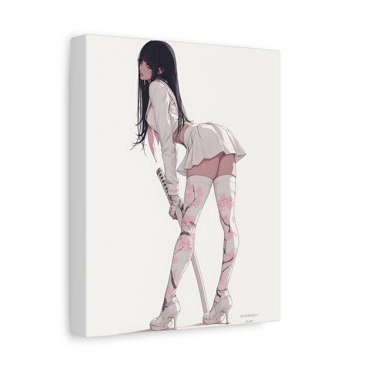 Anime Canvas Print, Samurai Girl In White Outfit, Waifu Manga Girl,  Ecchi Hentai Decor