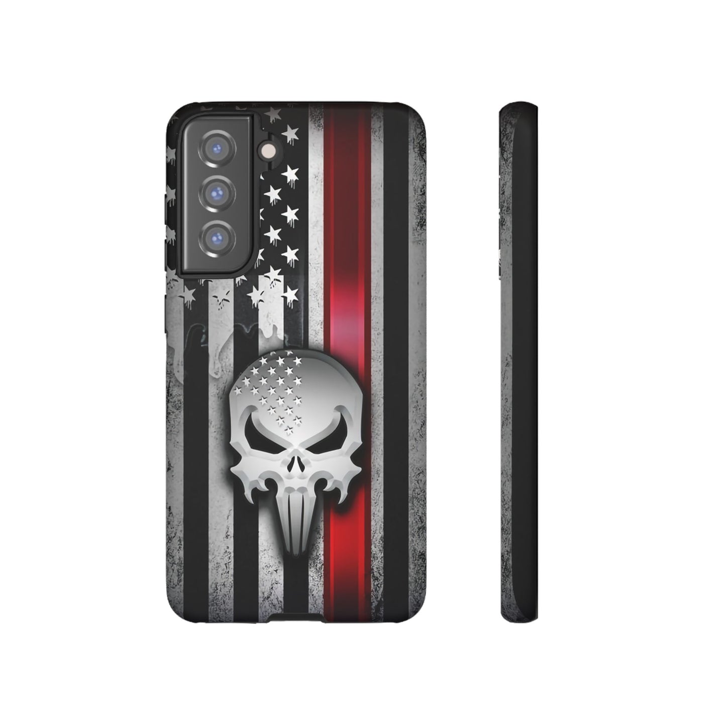 Tough Cases For iPhone, Galaxy and Pixel,  Thin Red Line, Jake Skull Design