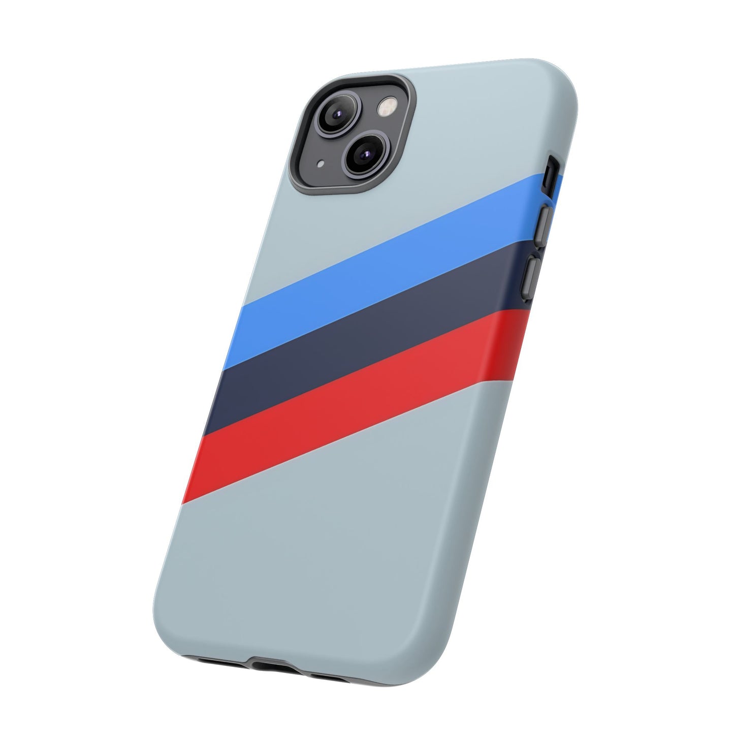 Gray Tough Case For iPhone, Samsung Galaxy and Google Pixel, Blue & Red Stripe